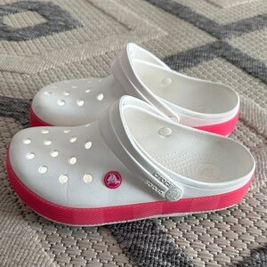 CROCS Kids' White and Pink light up Clogs